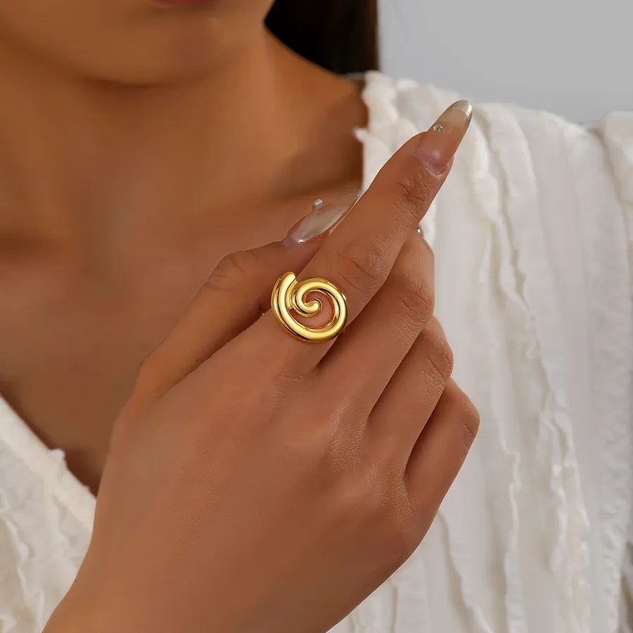 Wholesale Jewelry Artistic Solid Color 304 Stainless Steel 14K Gold Plated Rings