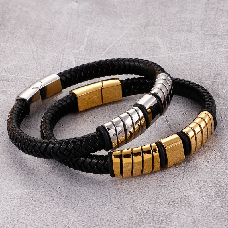 hip-hop retro geometric titanium steel plating men's bangle