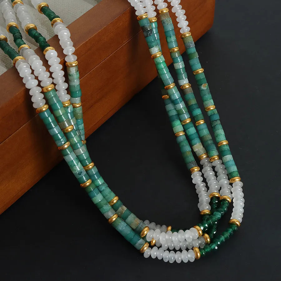 elegant luxurious multicolor natural stone beaded plating 18k gold plated necklace
