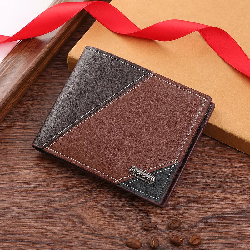 Men's Solid Color PVC Open Small Wallets