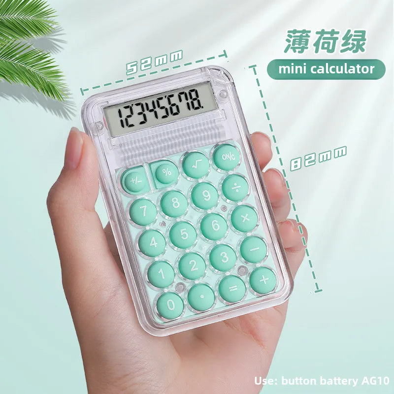 mini calculator student cute mini portable counter small silent high color value transparent junior high school students