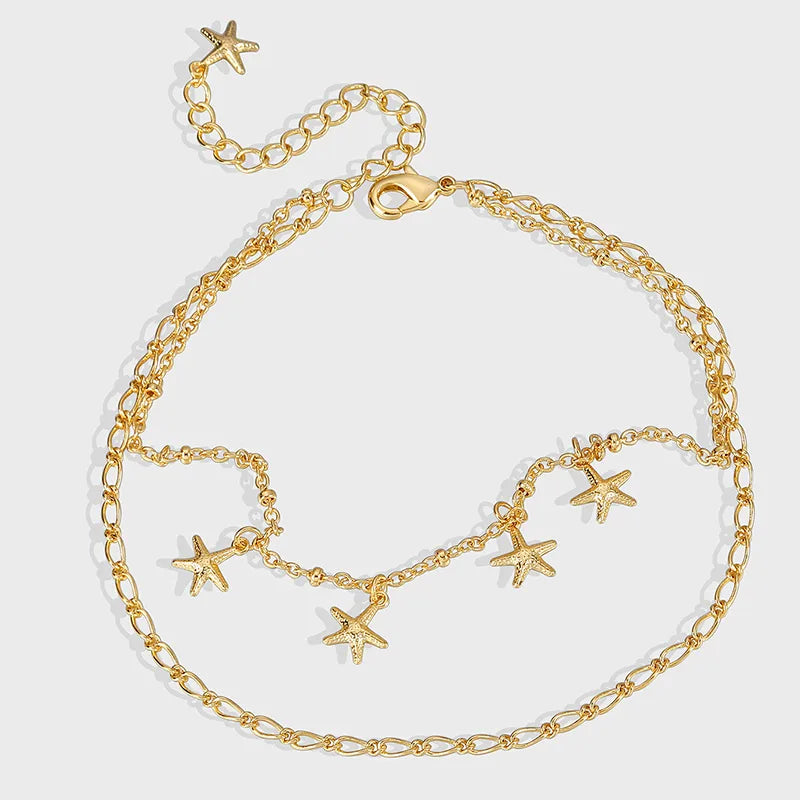 Wholesale Jewelry Modern Style Pentagram Copper Anklet