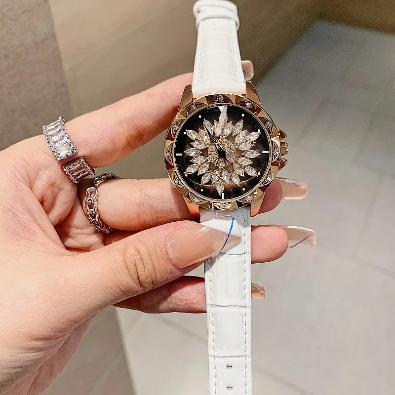 Elegant Simple Style Floral Buckle Quartz Women's Watches