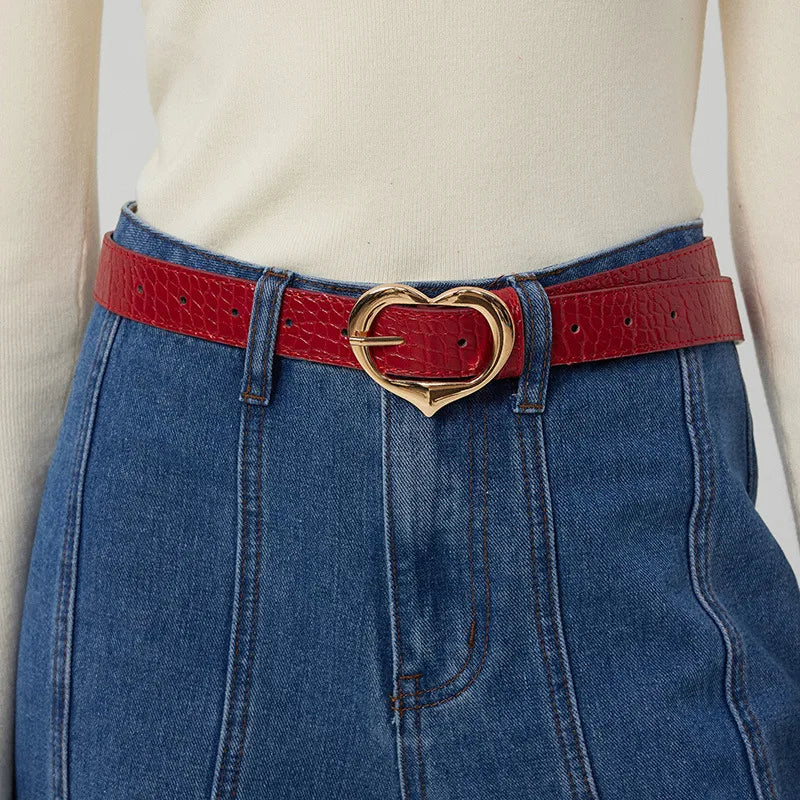 Simple Style Heart Shape Pu Leather Alloy Plating Women's Leather Belts