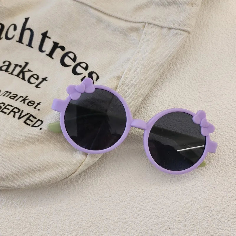 Sweet Simple Style Solid Color Resin Round Frame Full Frame Kids Sunglasses
