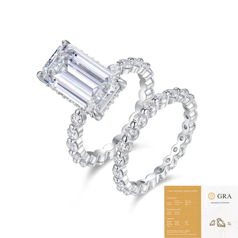 Moissanite 925 Sterling Silver Rings GRA Certificate Geometric Rings