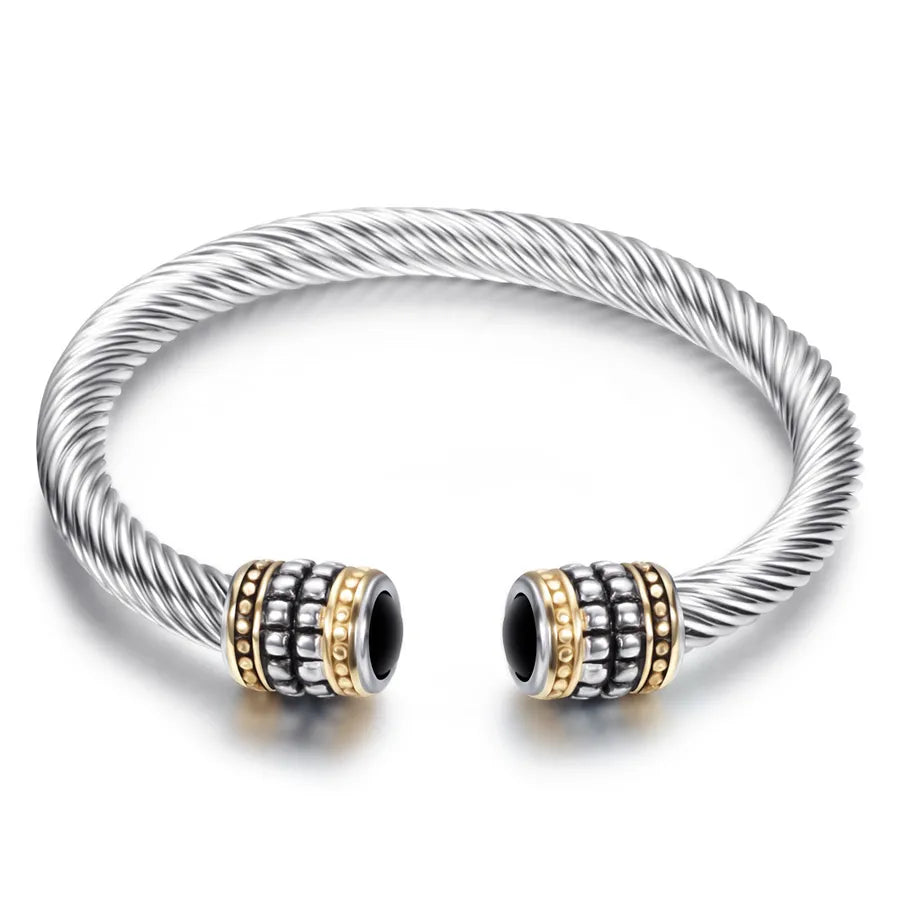 Hip-Hop Retro Color Block 304 Stainless Steel Plating Men's Bangle