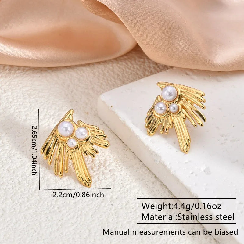 1 Pair Casual Elegant Cute Geometric Round Conch 304 Stainless Steel Imitation Gold Ear Studs