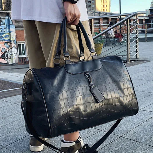 Spot soft leather pu stone pattern travel bag large capacity short travel portable luggage bag light boarding bag wholesale