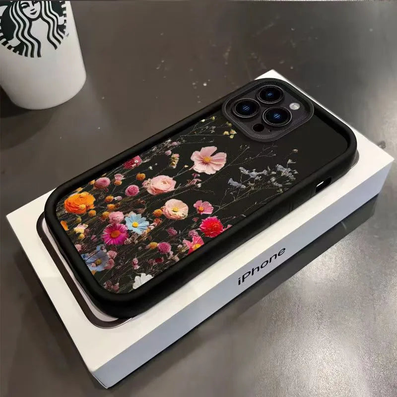 Colorful Flower Phone Case For iPhone 11/12/13/14/15/16PRO MAX XR TPU Protective Cover Unique Personality New Style Matte