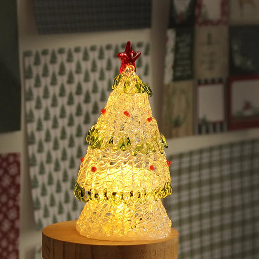 Zibo Lushila Glass Frosted Christmas Tree Craftwork Decorations Home Office Desktop Decoration Festive Season Gift