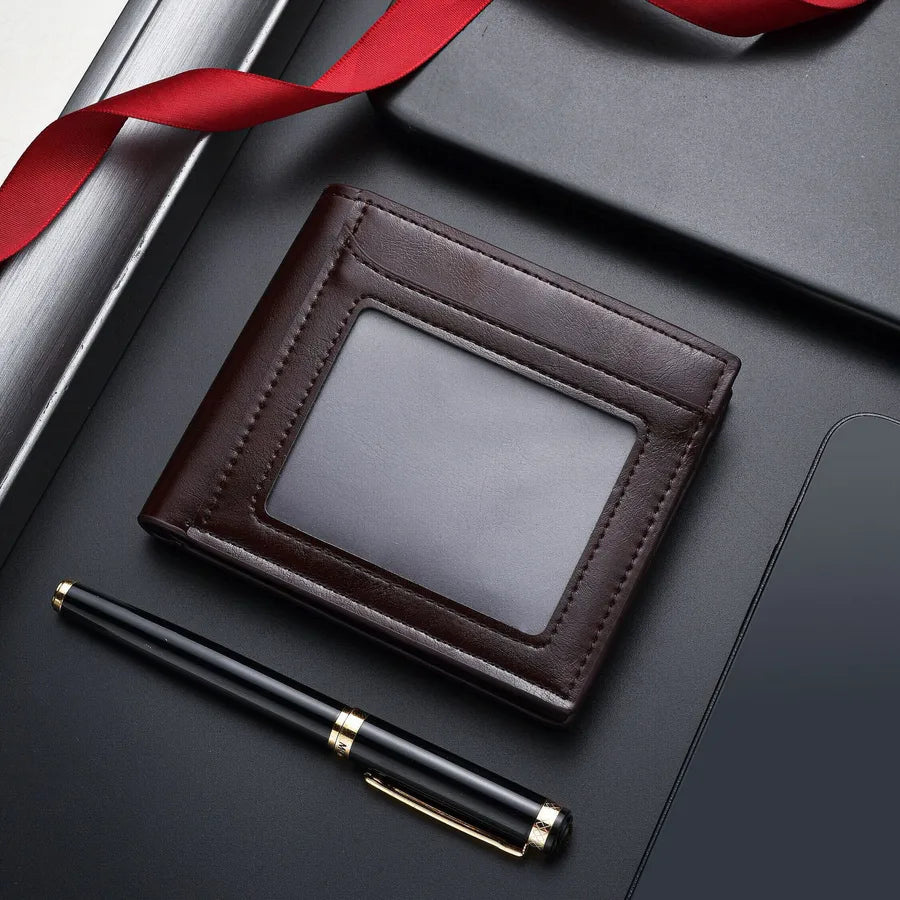 Men's Solid Color Pu Leather Flip Cover Small Wallets