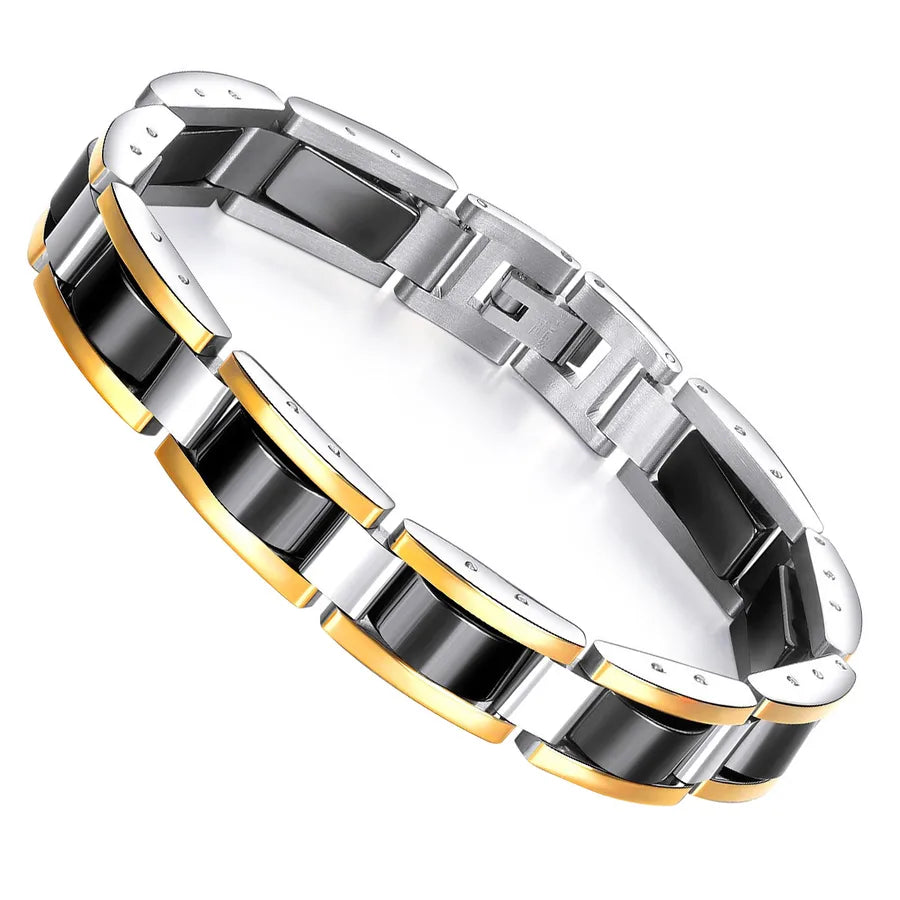 Hip-Hop Vintage Style Geometric Titanium Steel Mixed Metal Plating Men's Bracelets Men Chain Bracelets