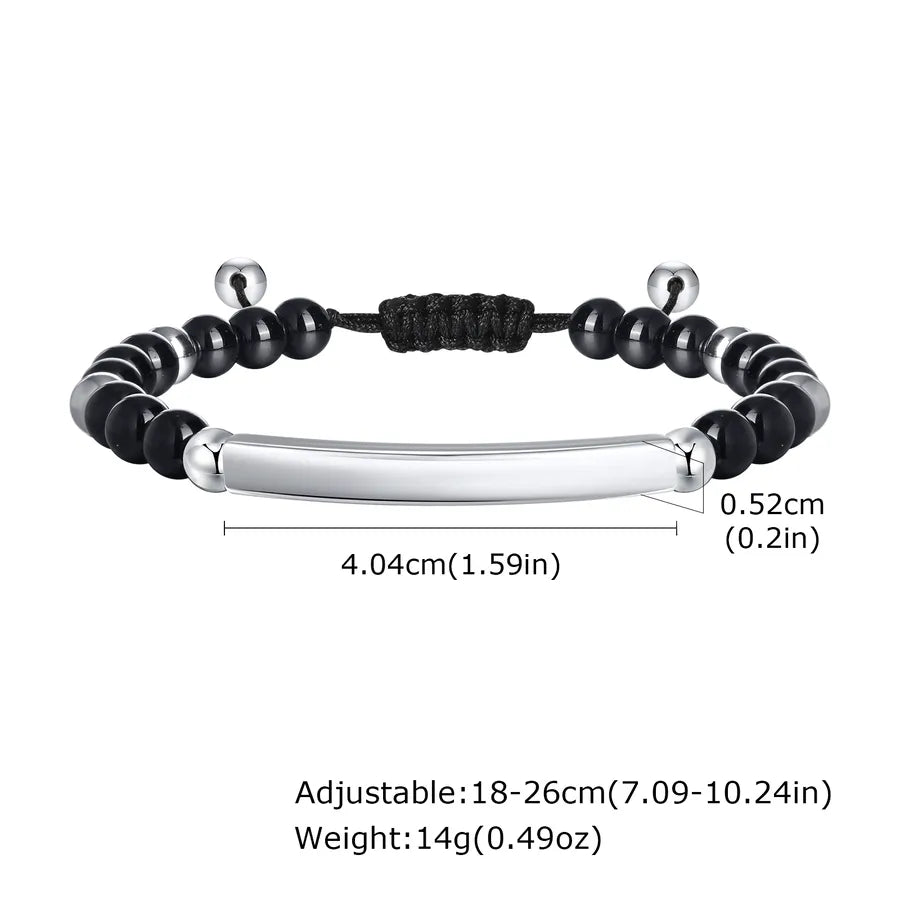Vintage Style Classic Style Geometric 201 Stainless Steel Agate Tiger Eye Beaded Men's Drawstring Bracelets Men Beaded Bracelets