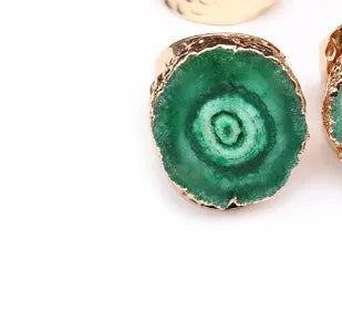casual irregular agate brass natural stone wholesale open ring