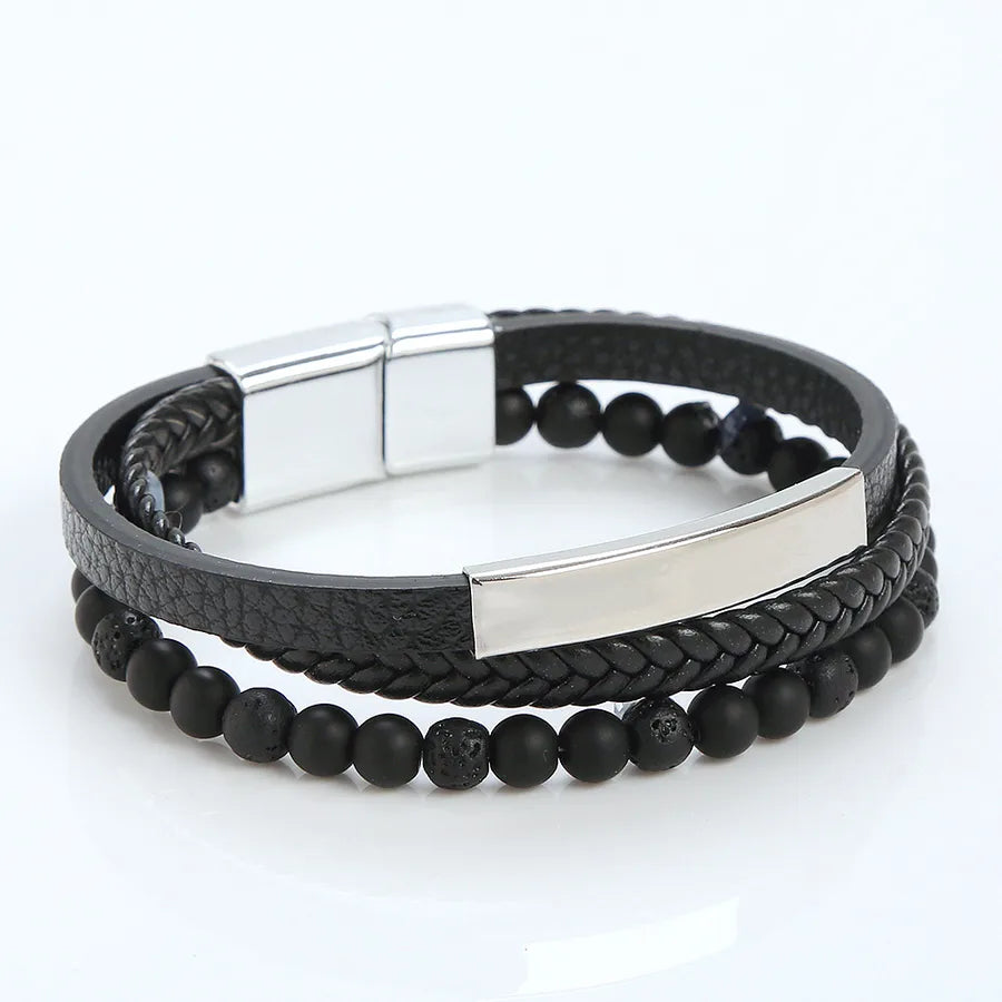 retro round alloy braid men's bracelets