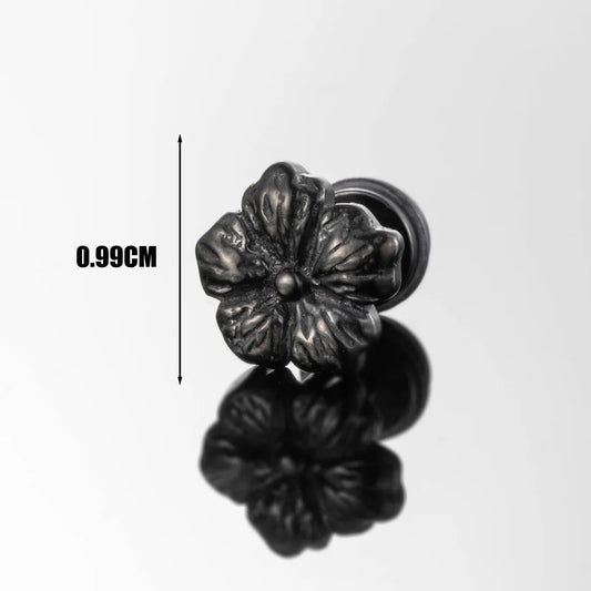 1 Piece Hip-Hop Cross Round Flower 316 Stainless Steel Ear Studs