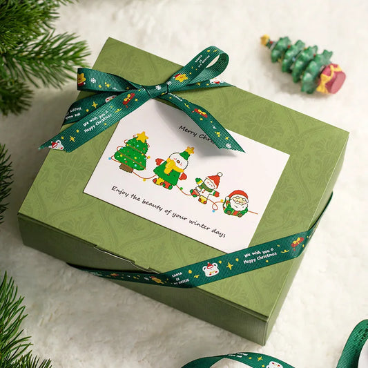 Handmade Holiday Gift Ribbon Decoration Christmas Packaging Red And Green Butterfly Knot Silk Ribbon DIY Gift Box Bow Tie