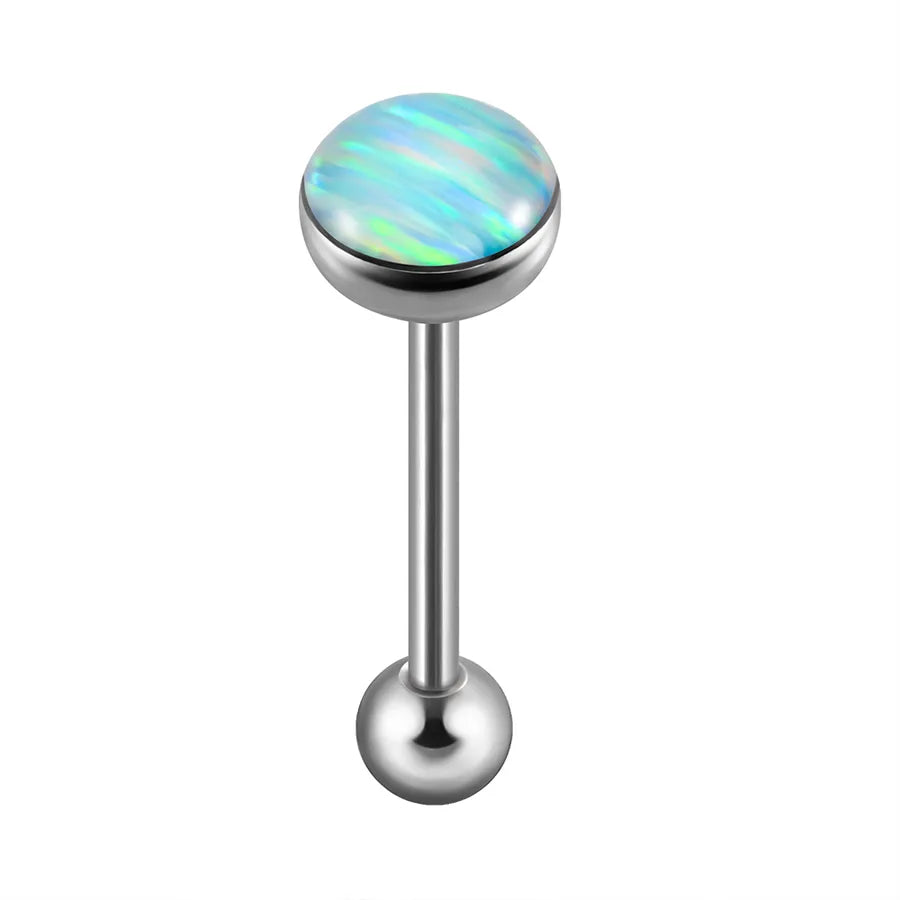 1 Piece Tongue Rings Casual Elegant Vacation Round 304 Stainless Steel Polishing Enamel Inlay Resin Opal Tongue Rings