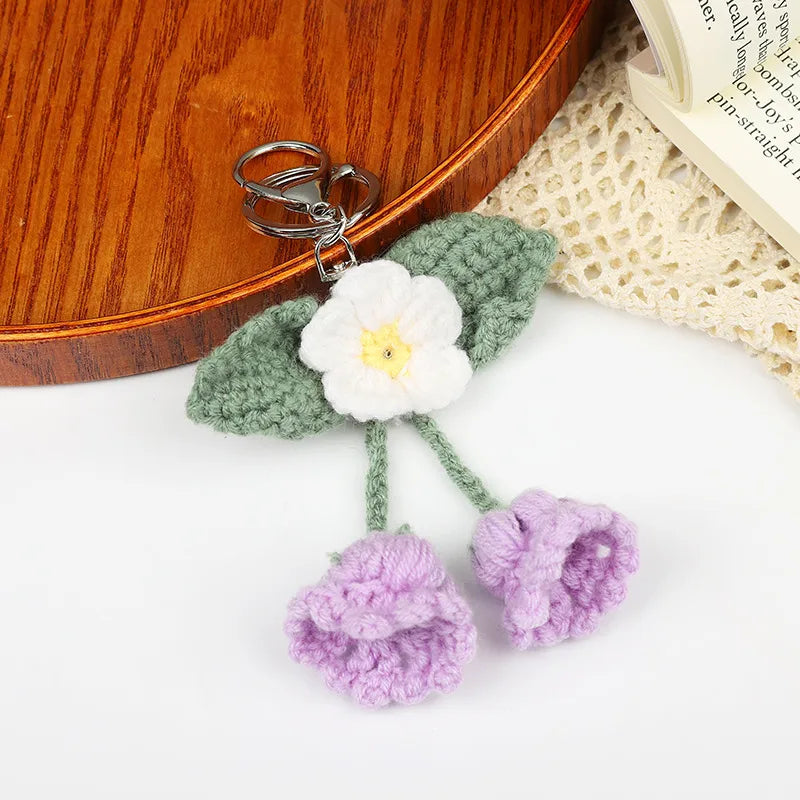 Cute Flower yarn Knitting Women's Keychain