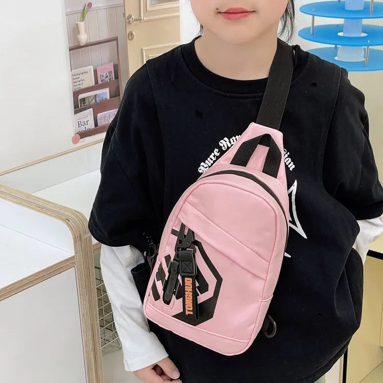 Kid'S Nylon Geometric Streetwear Oval Zipper Fanny Pack