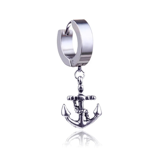 1 piece punk anchor plating stainless steel earrings