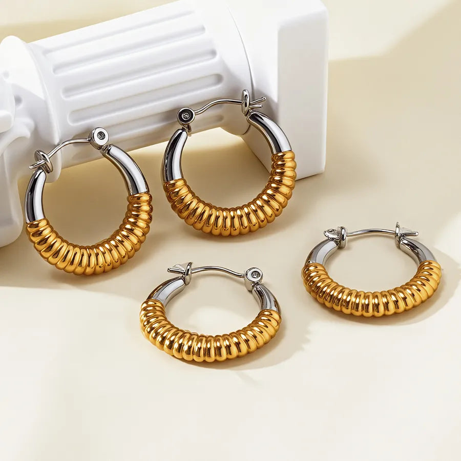 1 Pair Elegant Lady Beach U Shape Mixed Metal 304 Stainless Steel 18K Gold Plated Earrings