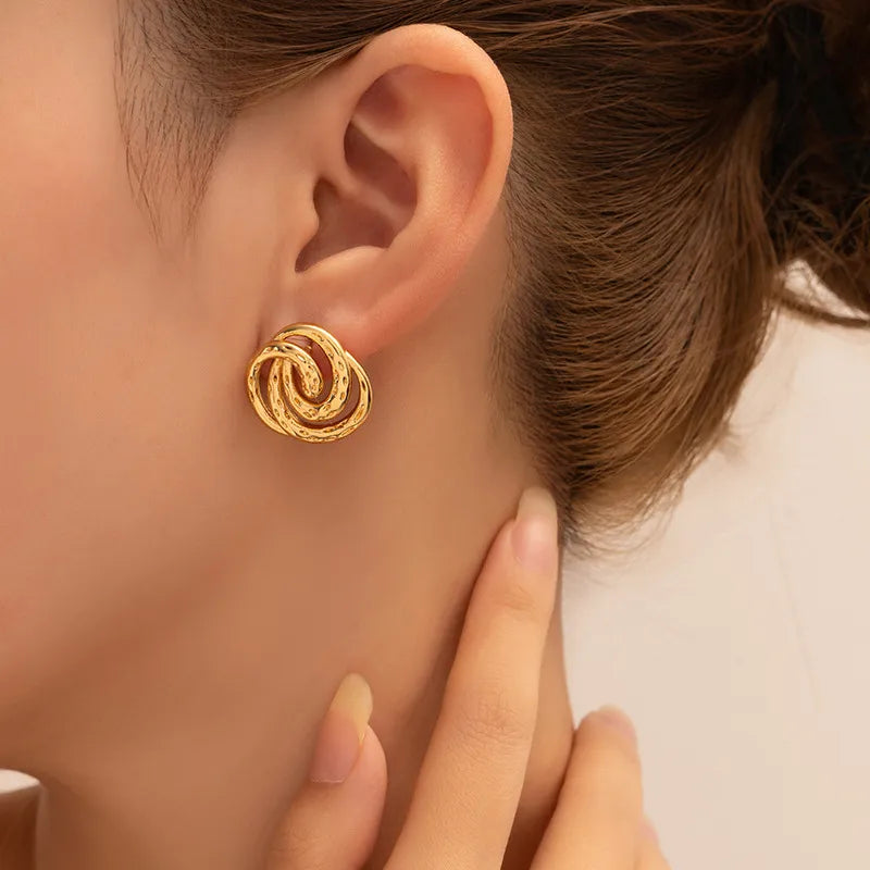 1 Pair Casual Vacation Irregular Geometric Curve Hollow Out 304 Stainless Steel Imitation Gold Ear Studs