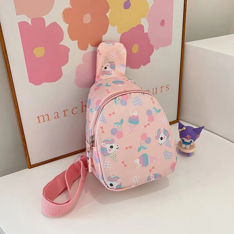 Kid'S Nylon Cartoon Cute Oval Zipper Fanny Pack