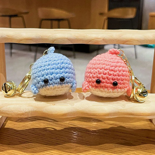 Creative Cartoon Knitted Mini Whale Keychain Cute Girl Heart Bag Pendant Couple Small Gift Christmas Valentine's Day Plush Material
