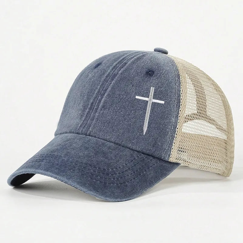 Unisex Casual Retro Cross Color Block Curved Eaves Baseball Cap