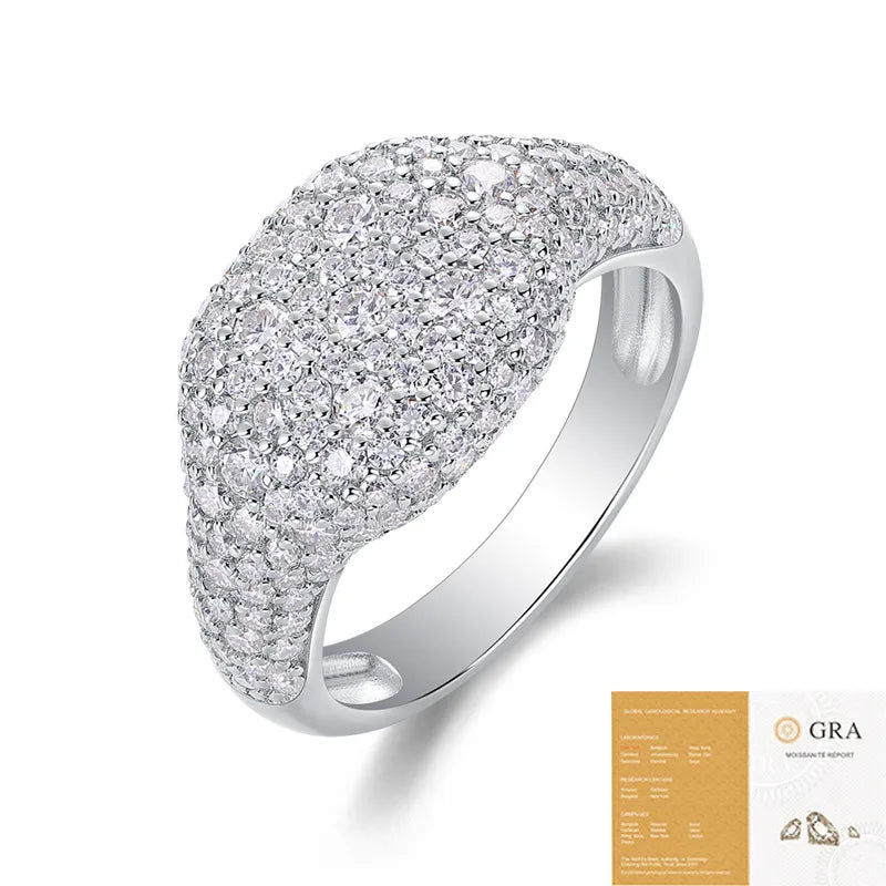 Moissanite 925 Sterling Silver Rings GRA Certificate Geometric Rings