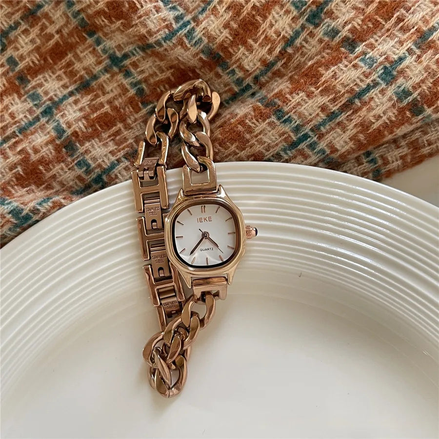 Casual Simple Style Square Horseshoe Buckle Quartz Watch