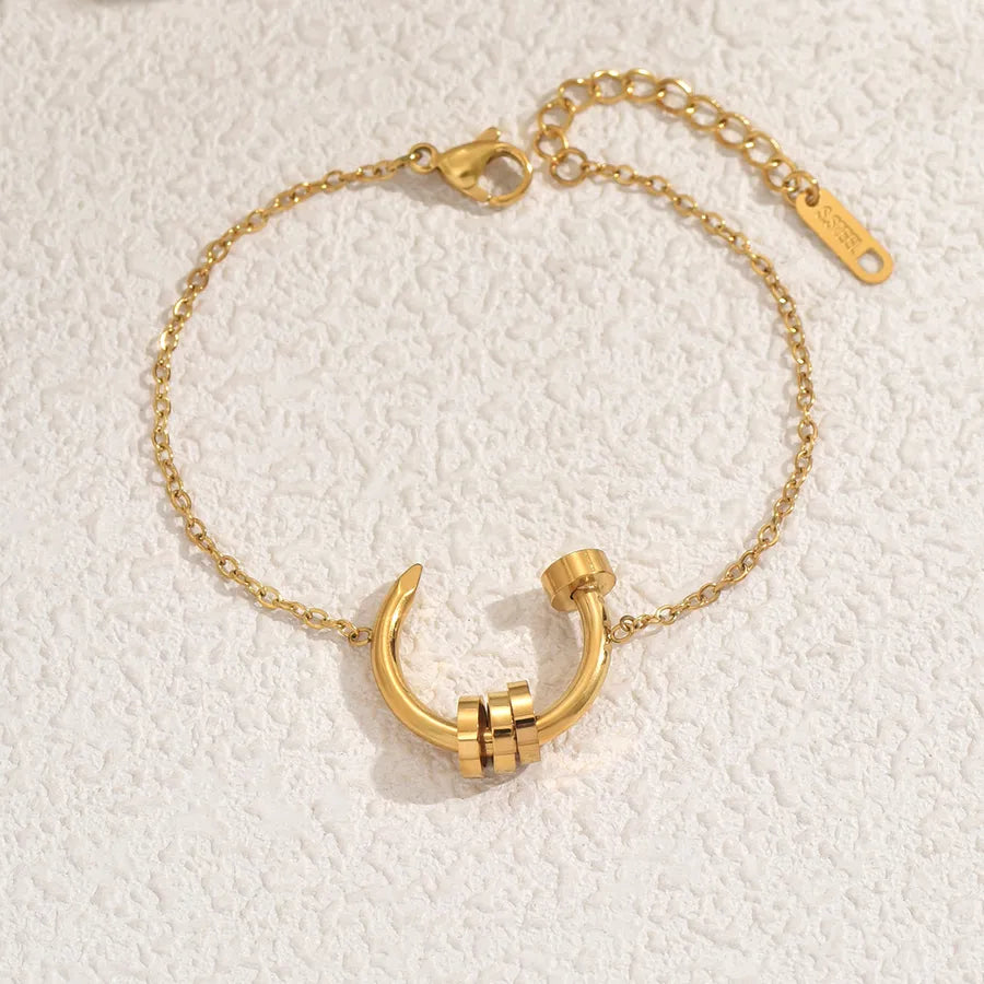 IG Style French Style Classic Style Geometric 201 Stainless Steel O-shaped chain Bracelets In Bulk
