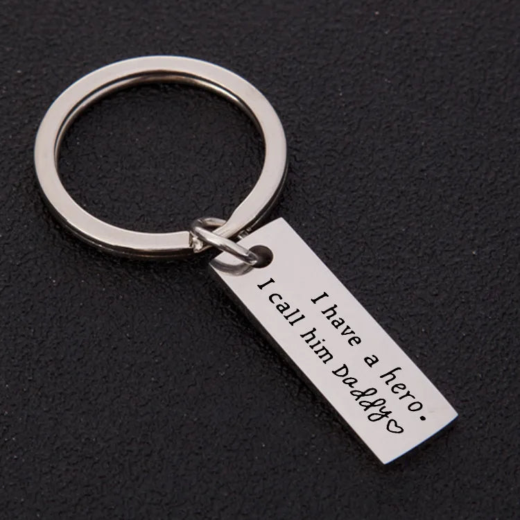 father's day gift i have a hero i call her daddy silver stainless steel key ring