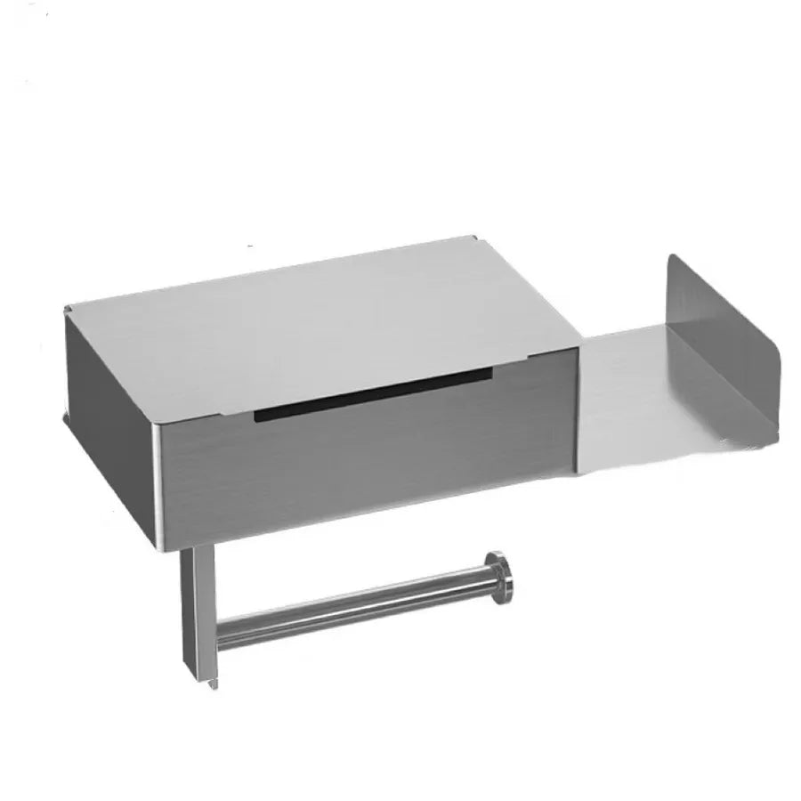 Stainless Steel Wipe Rack Bathroom Multifunctional Tissue Rack Black Wipe Rack Punch-Free