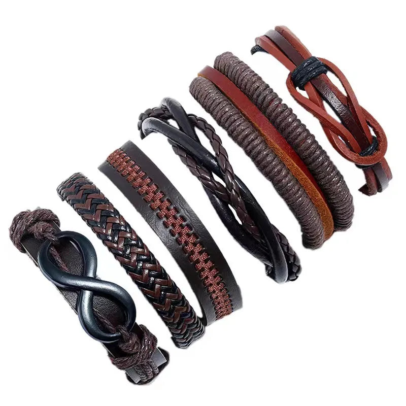 Non-Mainstream Personalized Bracelet Vintage Weave Multi-Layer Six-Piece Bracelet Stall Ornament Wholesale Random Combination
