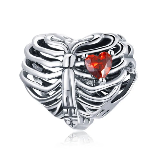 1 Piece 12*11mm 925 Sterling Silver Zircon Heart Shape Skeleton Jewelry Accessories