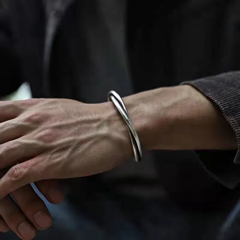 Retro Punk Solid Color Alloy Men's Bangle Men Cuff & Bangle