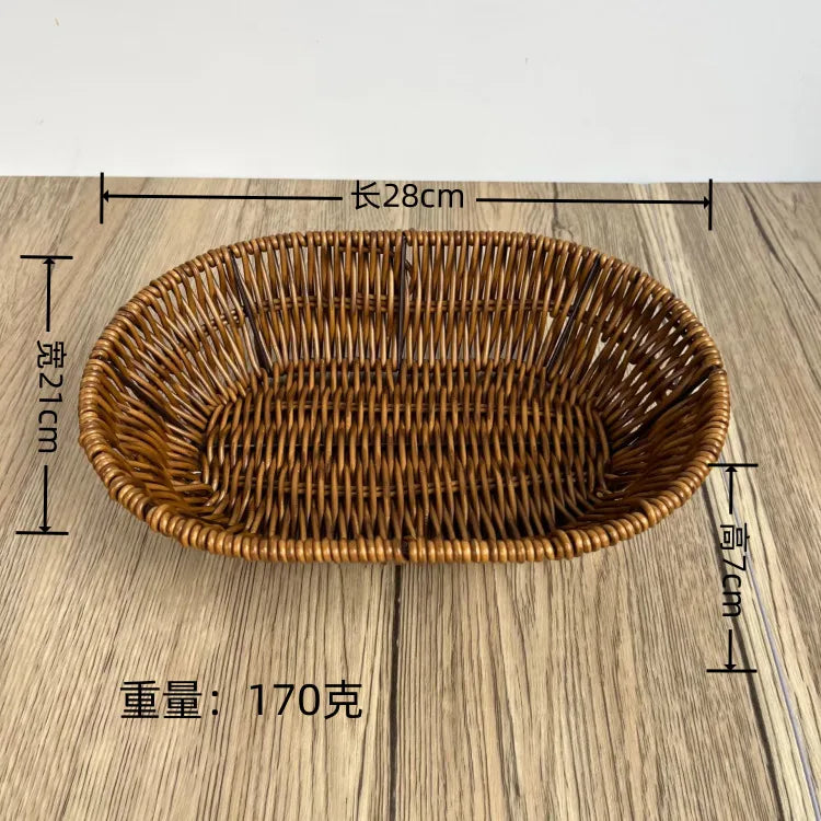 Simple Style Solid Color Imitation Rattan Storage Basket