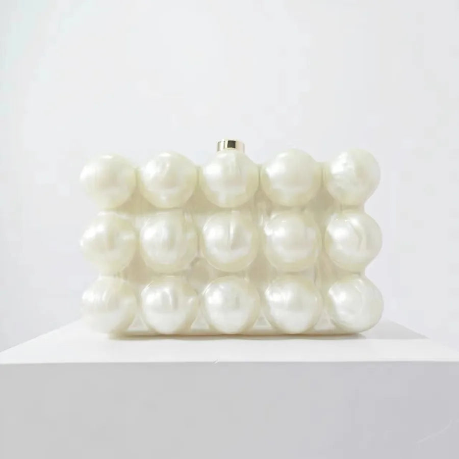 White Rose Red Green Arylic Solid Color Square Evening Bags