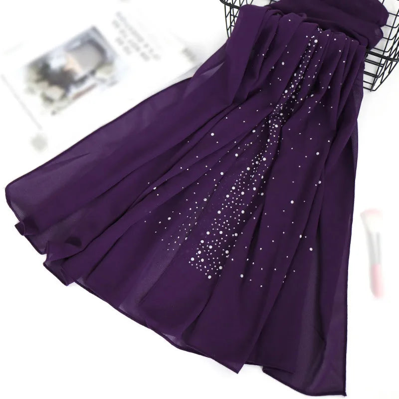 women's retro solid color chiffon silk scarves