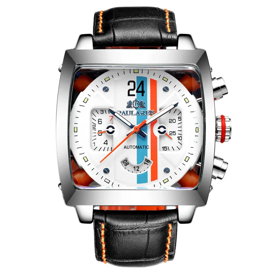 Automatic Mechanical Multifunctional Luminous Leather Men's Square Watch AUTOMATIC WATCH