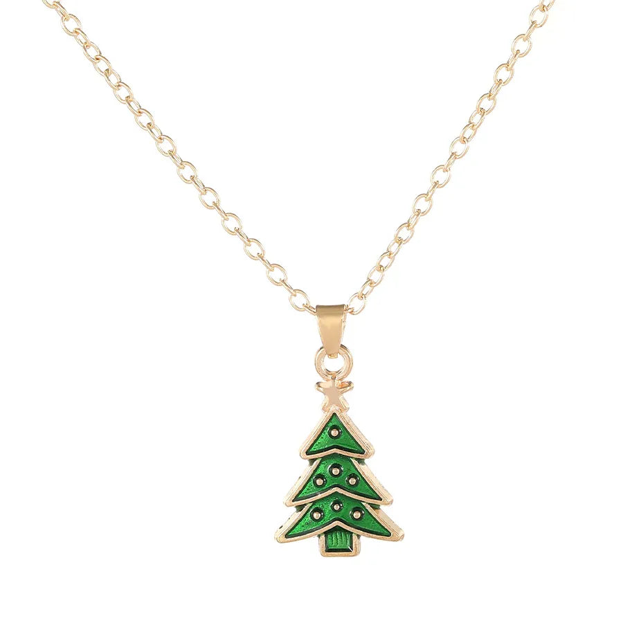Christmas Themed Alloy Pendant Necklace With Bell Snowflake Design Geometric Pattern For Men And Women Christmas Tree Santa Claus Deer Stick