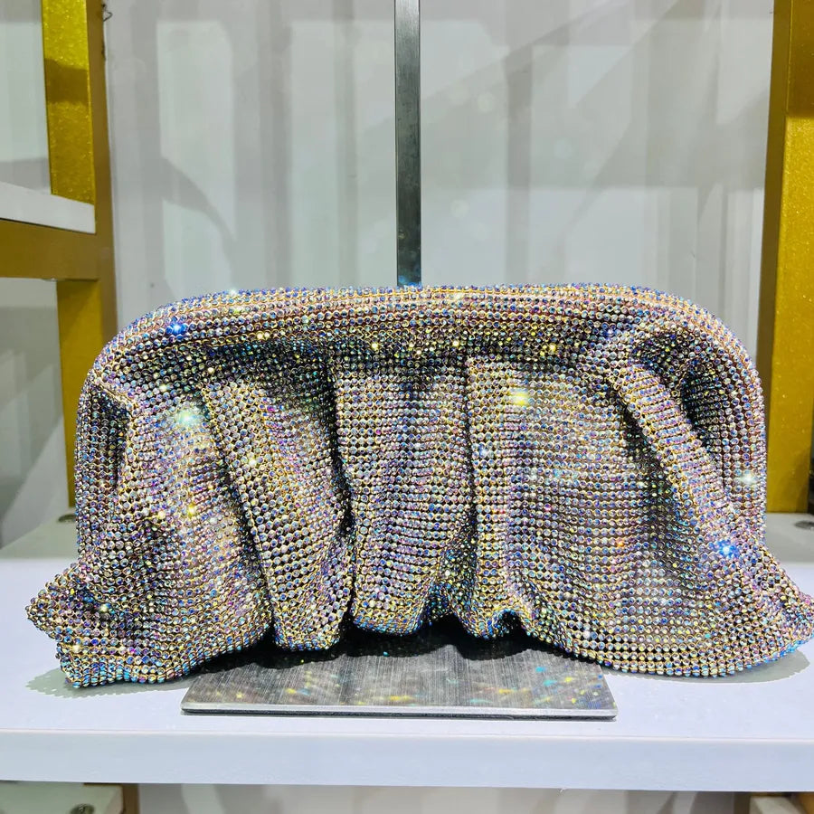 silver gold blue pvc solid color square evening bags