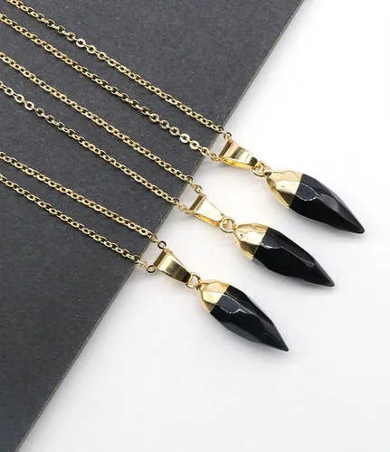 simple style chili natural stone polishing pendant necklace