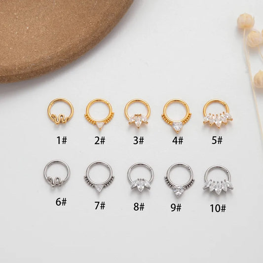1 Piece Nose Rings & Studs Punk Solid Color 316L Stainless Steel Copper Plating Inlay Zircon