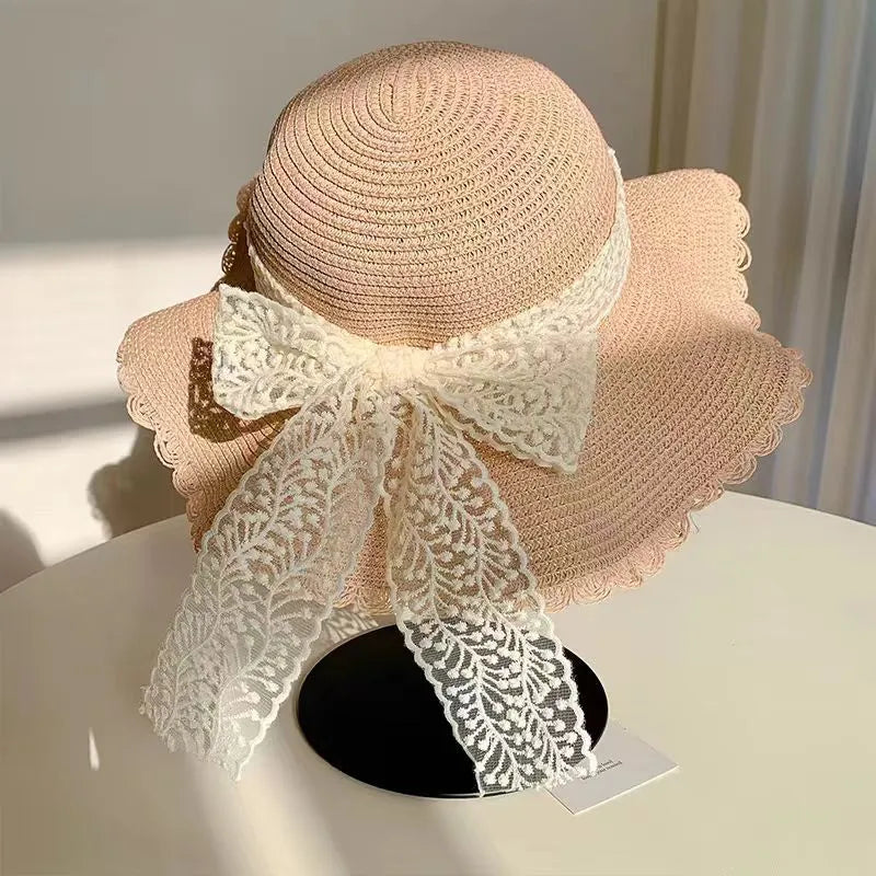 Women's Cute Simple Style Solid Color Big Eaves Straw Hat