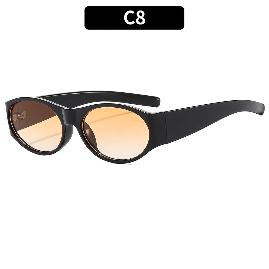 casual vacation geometric ac oval frame full frame men's sunglasses