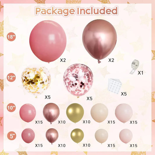 Retro Rose Gold Balloon Chain Wedding Party Team Bride Decoration Prop Balloon Set Atmosphere Decor Latex Material For Valentine's Day Birthday Camping